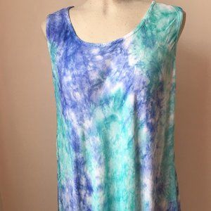GREEN/PURPLE TIE DYED DRESS VARIED LENGTHS
